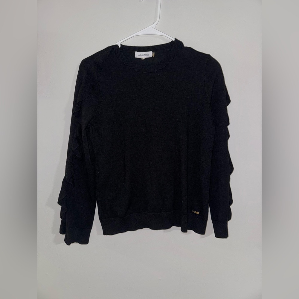 Calvin Klein Black Professional Sweater - Women's Size Small - Flowy Sleeve Deta